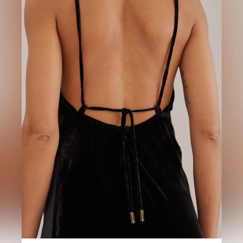 Farm Rio Black Richelieu Velvet Slip Dress - Picture 6 of 7